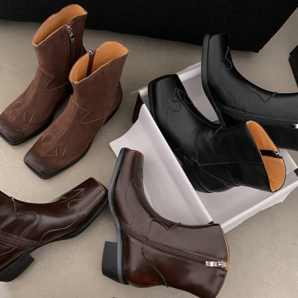 CHIKO Adilene Square Toe Block Heels Ankle Boots - Image 2