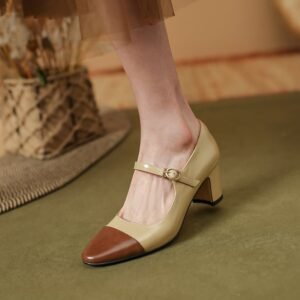CHIKO Hathor Pointy Toe Block Heels Mary Jane Shoes