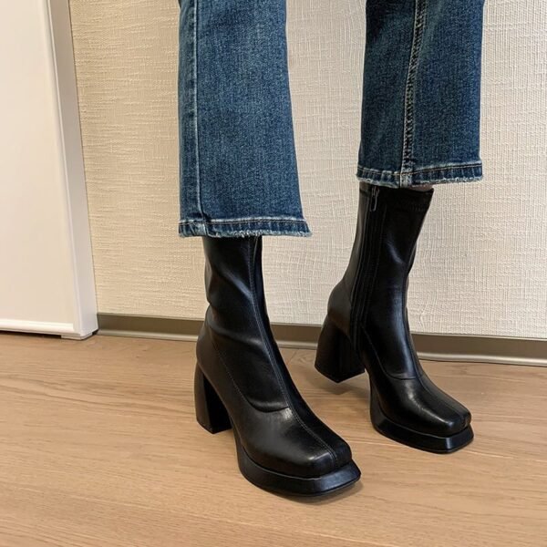 CHIKO Haquicah Square Toe Block Heels Ankle Boots