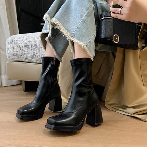 CHIKO Haquicah Square Toe Block Heels Ankle Boots - Image 2