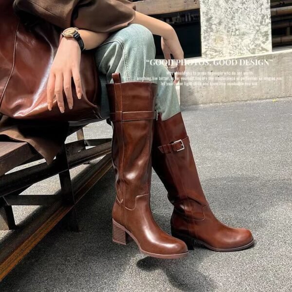CHIKO Adelle Round Toe Block Heels Knee High Boots