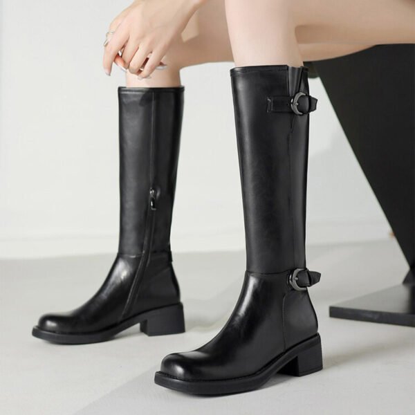 CHIKO Adelphie Square Toe Block Heels Knee High Boots - Image 2