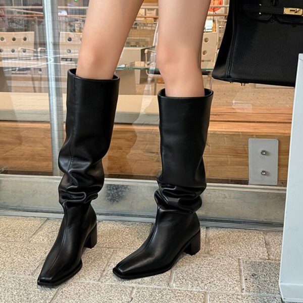 CHIKO Aderes Square Toe Block Heels Knee High Boots - Image 2