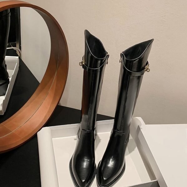 CHIKO Aderyn Pointy Toe Block Heels Knee High Boots - Image 2