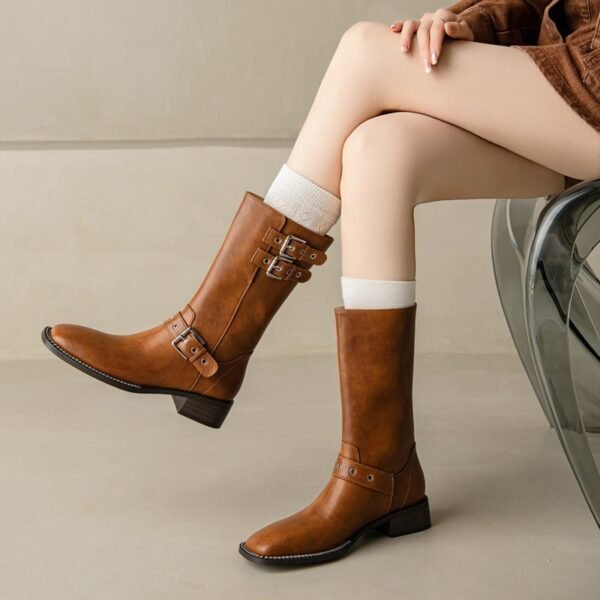 CHIKO Adair Square Toe Block Heels Ankle Boots