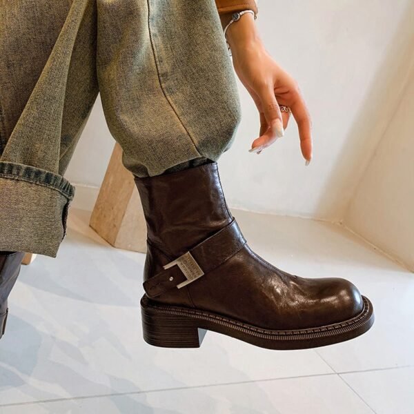 CHIKO Adah Round Toe Block Heels Ankle Boots