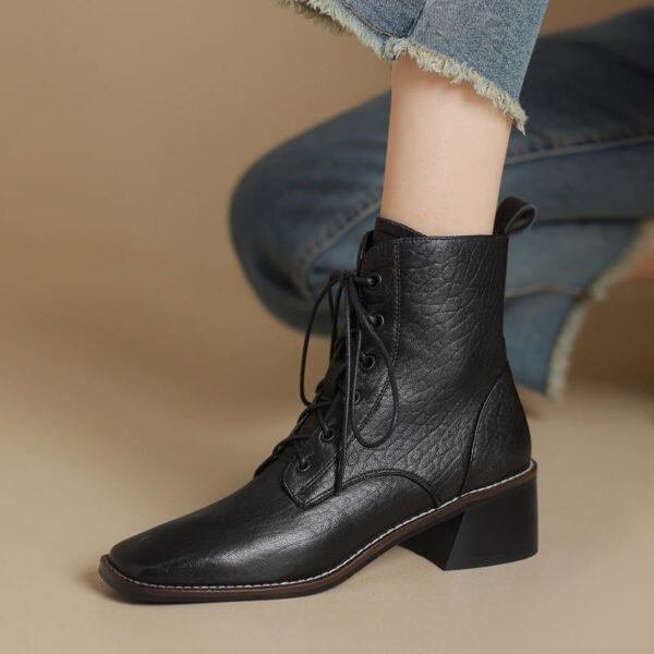 CHIKO Acacia Square Toe Block Heels Ankle Boots