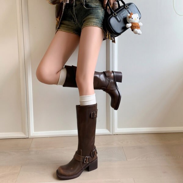 CHIKO Adaja Round Toe Block Heels Knee High Boots - Image 2