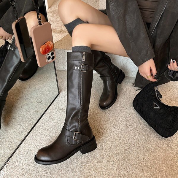 CHIKO Abetzi Round Toe Block Heels Knee High Boots - Image 2