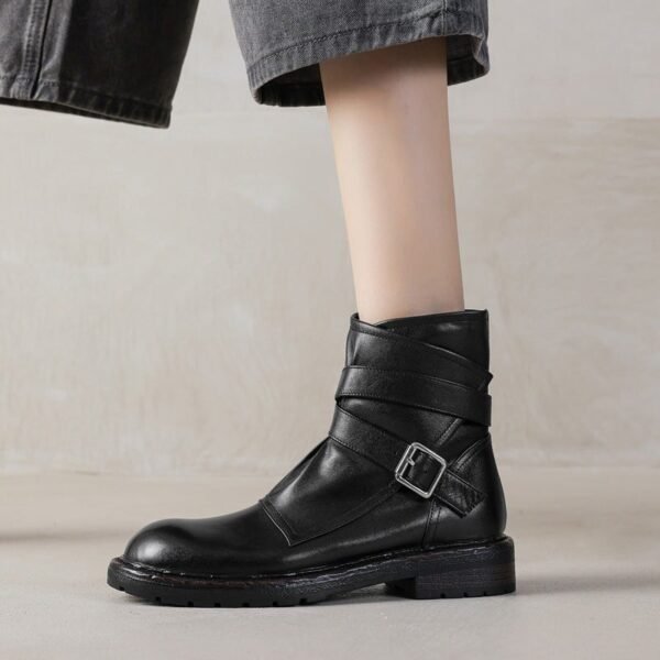 CHIKO Afanen Round Toe Block Heels Ankle Boots