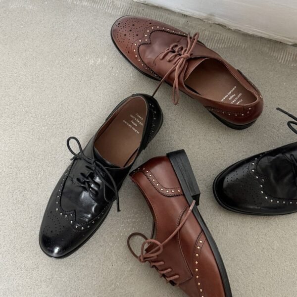 CHIKO Afërdita Round Toe Block Heels Oxfords Shoes - Image 2
