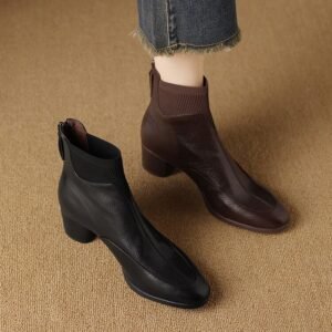 CHIKO Aika Round Toe Block Heels Ankle Boots