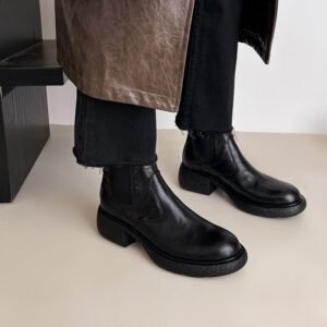CHIKO Ailbhe Round Toe Block Heels Ankle Boots