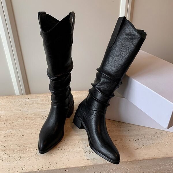 CHIKO Aileen Round Toe Block Heels Knee High Boots - Image 2