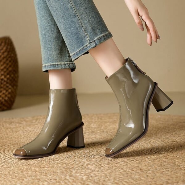 CHIKO Agda Square Toe Block Heels Ankle Boots