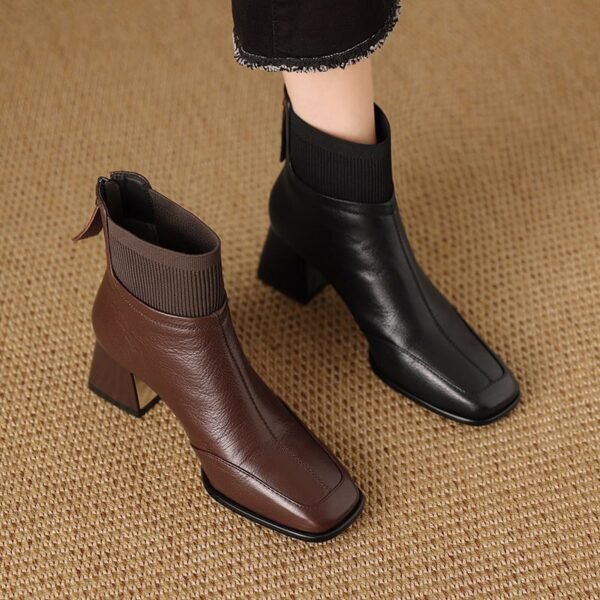 CHIKO Agrafena Square Toe Block Heels Ankle Boots