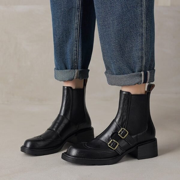 CHIKO Agrippa Round Toe Block Heels Ankle Boots