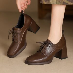 CHIKO Aimee Square Toe Block Heels Oxfords Shoes