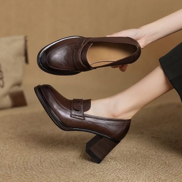 CHIKO Akiye Round Toe Block Heels Loafers Shoes - Image 2