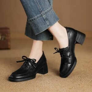 Round Toe Block Heels Oxfords Shoes