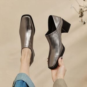 CHIKO Akia Square Toe Block Heels Loafers Shoes