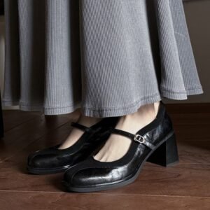 CHIKO Aizza Square Toe Block Heels Mary Jane Shoes