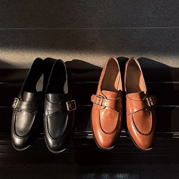 CHIKO Baran Round Toe Block Heels Loafers Shoes - Image 2