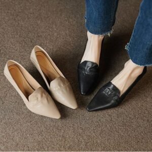 CHIKO Alani Pointy Toe Kitten Heels Loafers Shoes