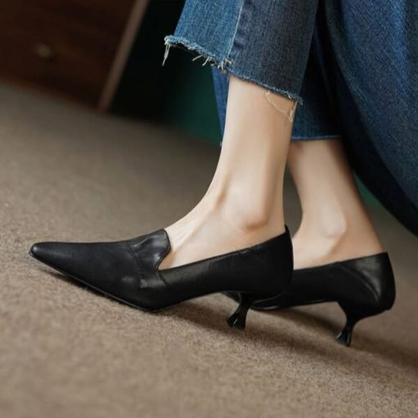 CHIKO Alani Pointy Toe Kitten Heels Loafers Shoes - Image 2