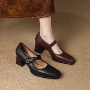 CHIKO Alannis Square Toe Block Heels Mary Jane Shoes