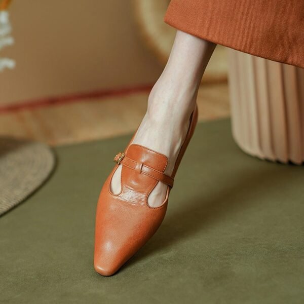 CHIKO Bane Pointy Toe Block Heels T-Strap Shoes