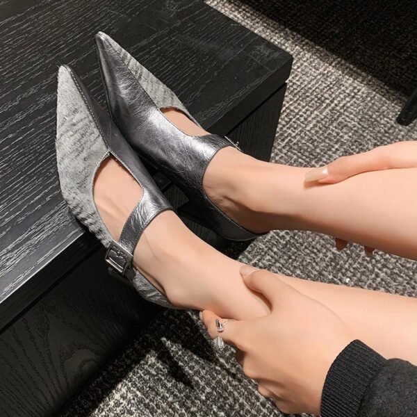 CHIKO Banksy Pointy Toe Chunky Heels T-Strap Shoes