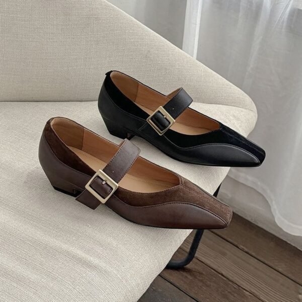 CHIKO Badane Pointy Toe Block Heels Mary Jane Shoes