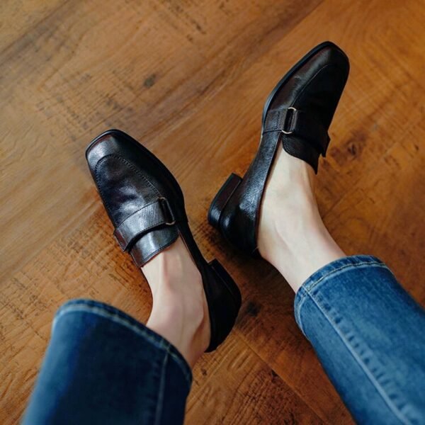 CHIKO Badr Square Toe Block Heels Loafers Shoes - Image 2