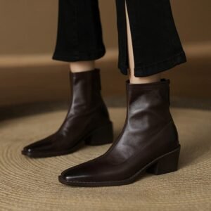CHIKO Akemi Square Toe Block Heels Ankle Boots