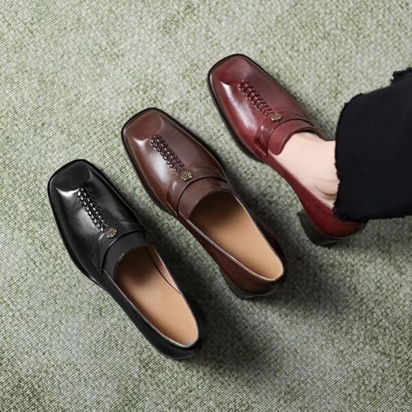 CHIKO Baruna Square Toe Block Heels Loafers Shoes