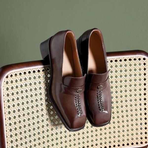 CHIKO Baruna Square Toe Block Heels Loafers Shoes - Image 2