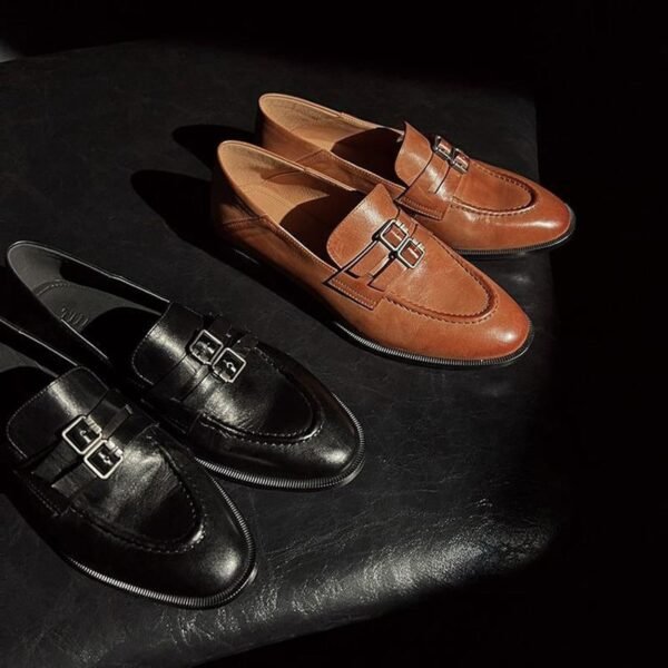 CHIKO Alazne Round Toe Block Heels Loafers Shoes - Image 2