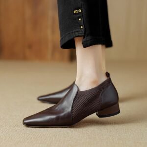 CHIKO Airi Pointy Toe Block Heels Loafers Shoes