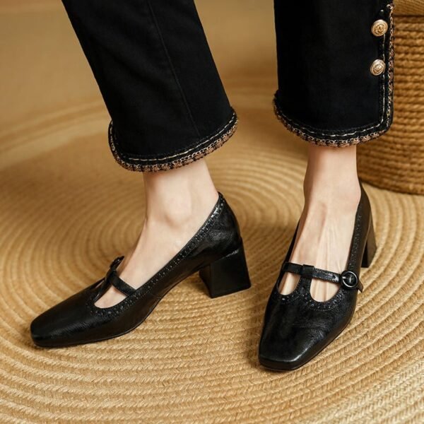 CHIKO Barr Square Toe Block Heels T-Strap Shoes - Image 2