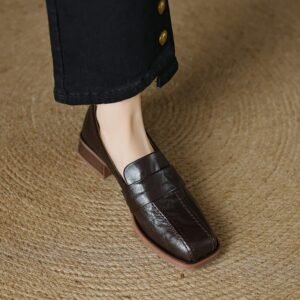 CHIKO Aislin Square Toe Block Heels Loafers Shoes