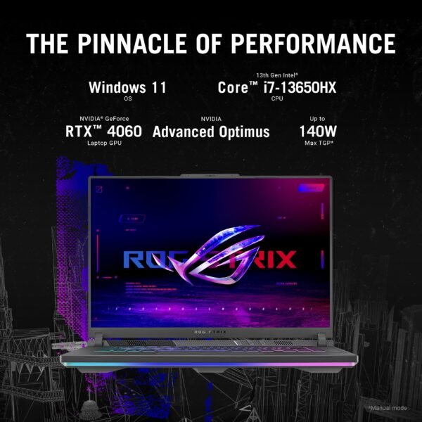 ASUS ROG Strix G16 Gaming Laptop, 165Hz Display, NVIDIA® GeForce RTX™ 4060, Intel Core i7-13650HX, 16GB DDR5, 1TB PCIe Gen4 SSD, Wi-Fi 6E, Windows 11, G614JV-AS74 - Image 8