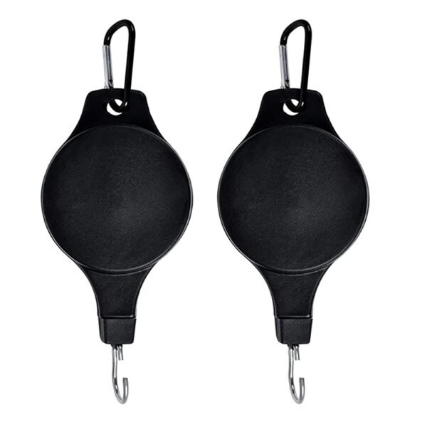2pcs Retractable Plant Hook Pulley Hanger, Pull Down Hanging Basket - Black