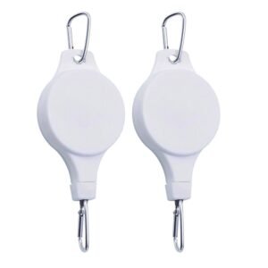 2pcs Retractable Plant Hook Pulley Hanger, Pull Down Hanging Basket - White