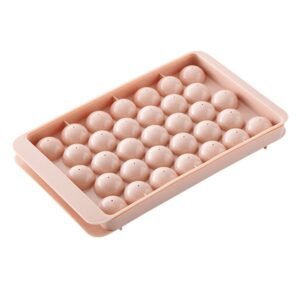 33-Cavity Plastic Round Ice Ball Mold, for Making Frozen Whiskey Balls, Popsicles, and Lollipops - Pink