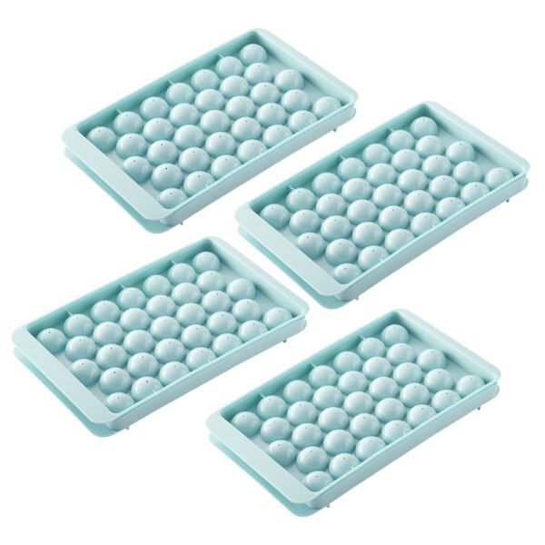 4 Pack 33-Cavity Plastic Round Ice Ball Mold, for Making Frozen Whiskey Balls, Popsicles, and Lollipops - Blue
