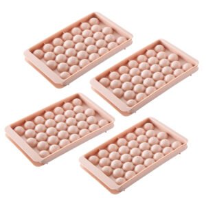 4 Pack 33-Cavity Plastic Round Ice Ball Mold, for Making Frozen Whiskey Balls, Popsicles, and Lollipops - Pink