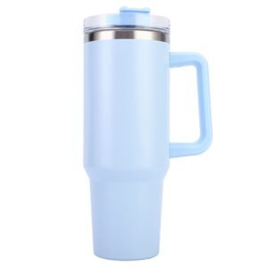 40oz Tumbler with Handle and Straw Lid, Stainless Steel Insulated Travel Mug, Portable Car Coffee Cup - Blue