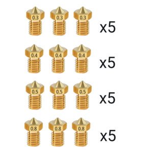 60pcs TWO TREES E3D V6 Brass Nozzle with M6 Thread (0.3mm 15pcs, 0.4mm 15pcs, 0.5mm 15pcs, 0.8mm 15pcs）