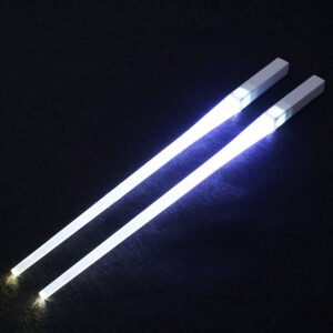A pair of LED Luminous Chopsticks Creative Tableware Glow Sticks for Party, Special Gifts for Friends - White